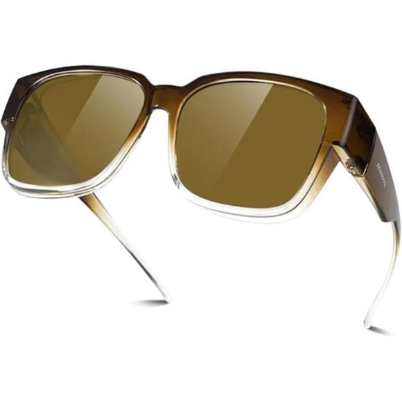 Polarized Fit Over Glasses Sunglasses for Women, Square Wrap Around